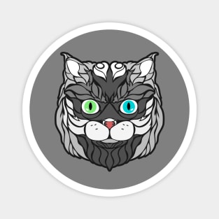 Gray Cat Face Drawing Magnet